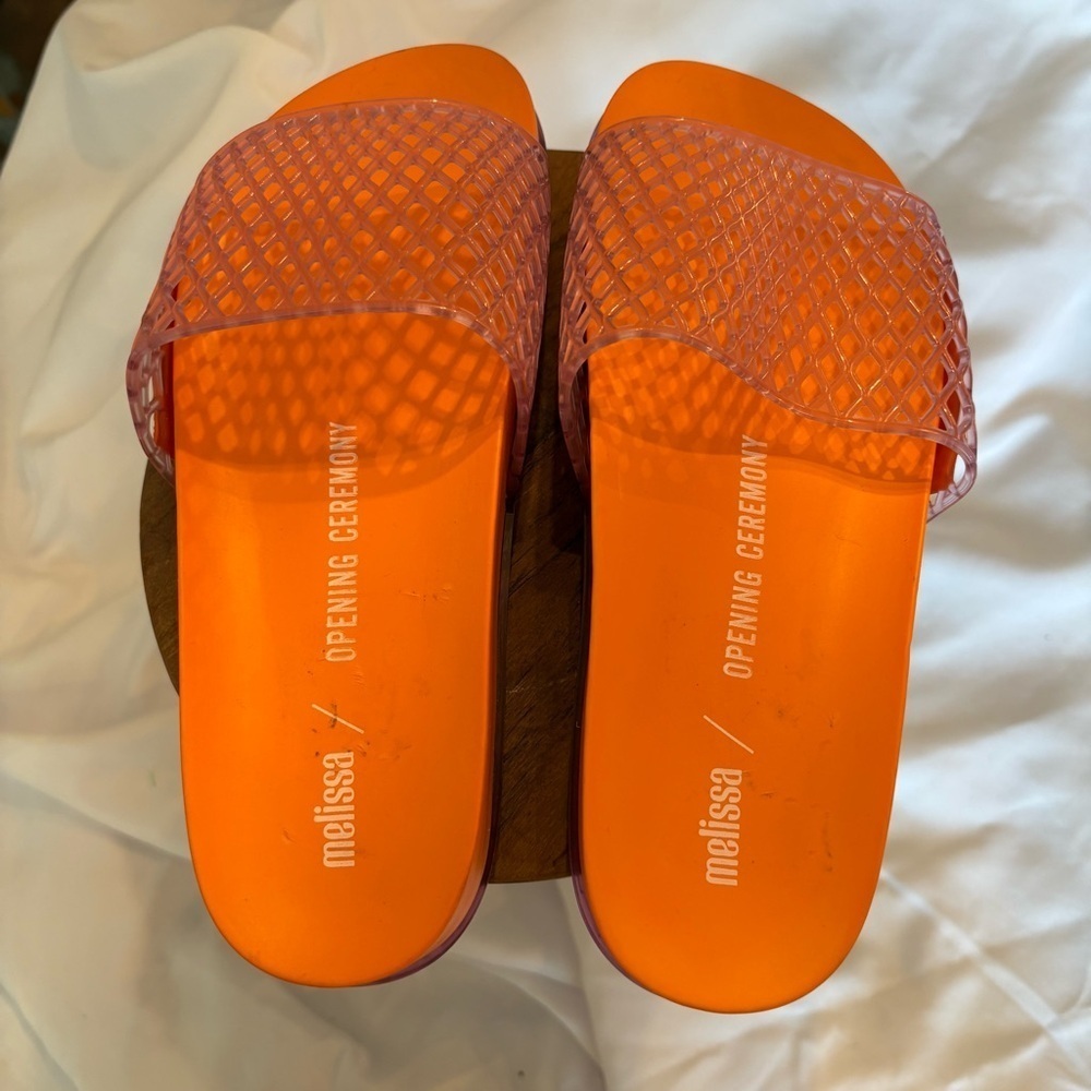 Opening Ceremony X Melissa Size 7 Vibrant Orange and Pink Slides